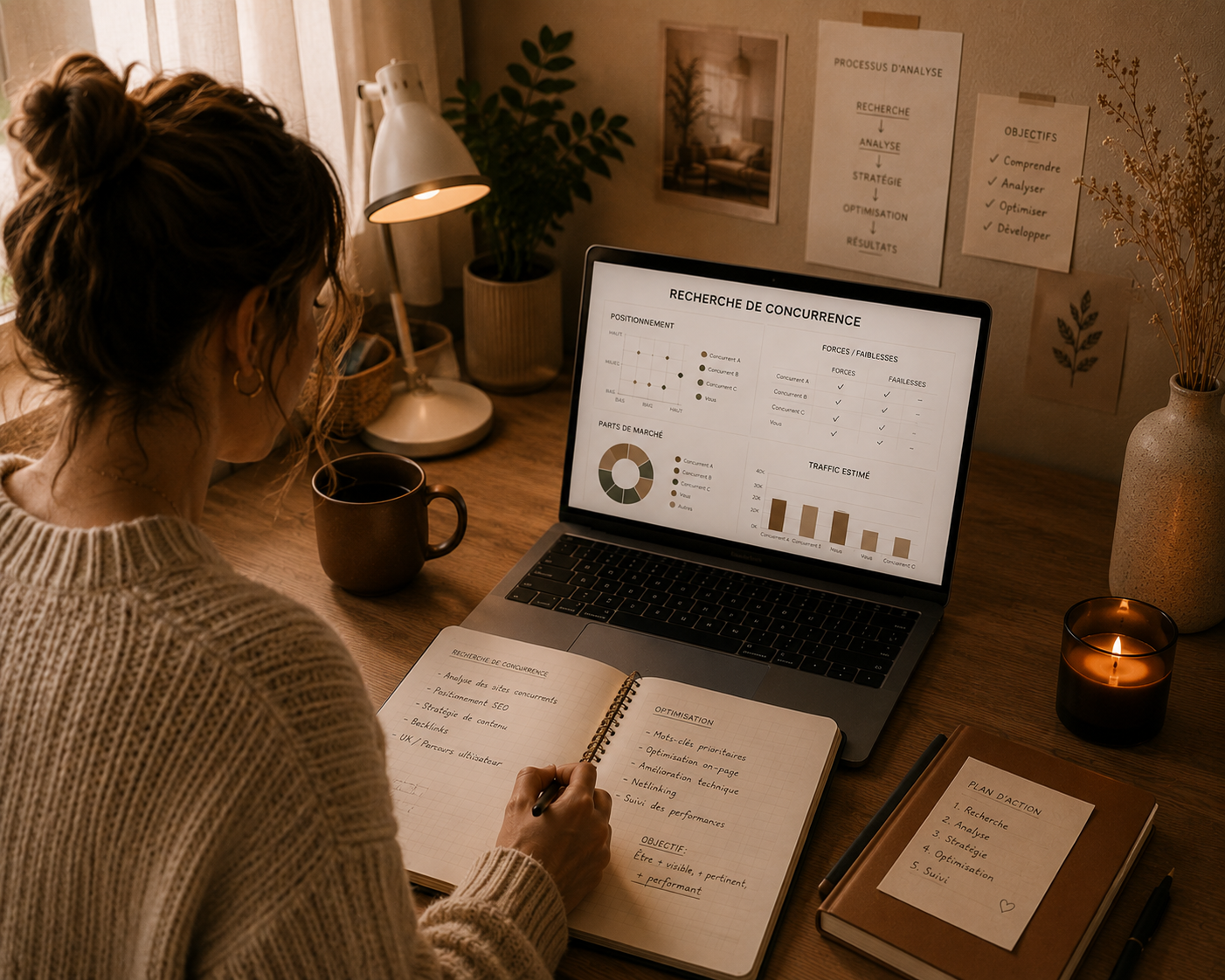 equipe digital family qui travail l'analyse de la concurence